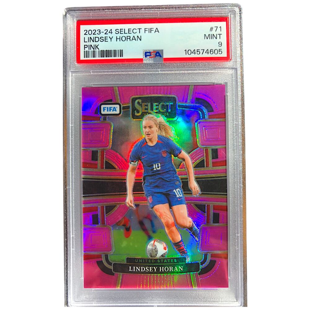 2023 Panini Select FIFA Pink Prizm #71 Lindsey Horan USWNT /75 PSA 9 Mint Pop 1